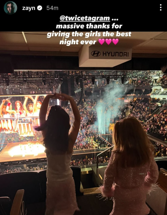 Zayn Malik and his daughter, Khai, attended TWICE's concert.