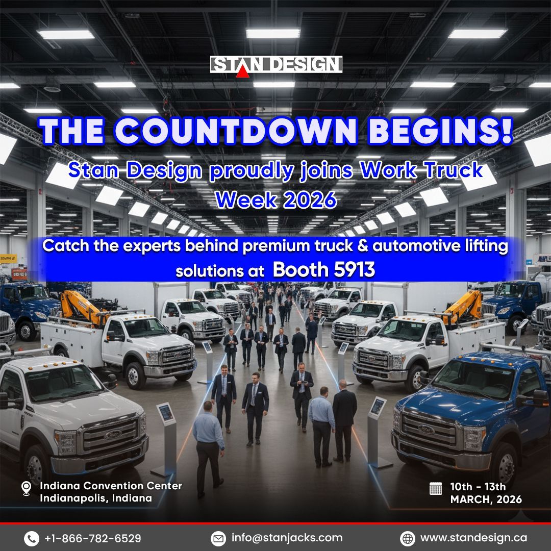 standesignca's tweet image. Stan Design at Work Truck Week 2026 

Meet Masters of truck &amp;amp; automotive jacks at BOOTH NO. 5913 

Date - March (10th - 13th), 2026 

#standesign @worktruckweek #stanjacks  #scorpionjacks