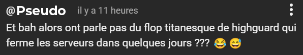 J'ai vraiment du mal à comprendre : comment tu peux te réjouir du flop d'un jeu ? Tu as le droit de pas aimer, aucun souci sur ça, mais en rire, je saisis pas. On parle de la fermeture d'un studio, de plus d'une centaine de licenciements, c'est triste pour l'industrie du JV et