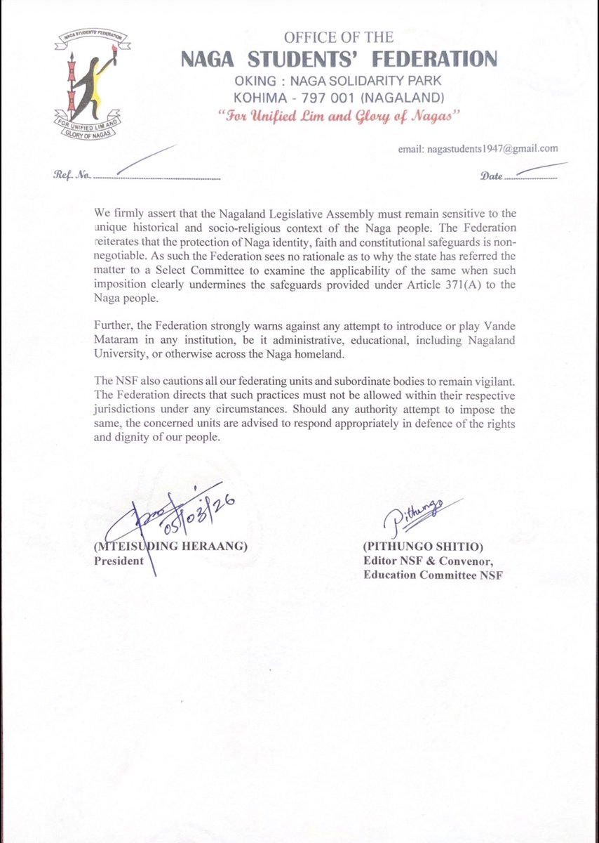 Naga Students’ Federation (NSF) tweet media