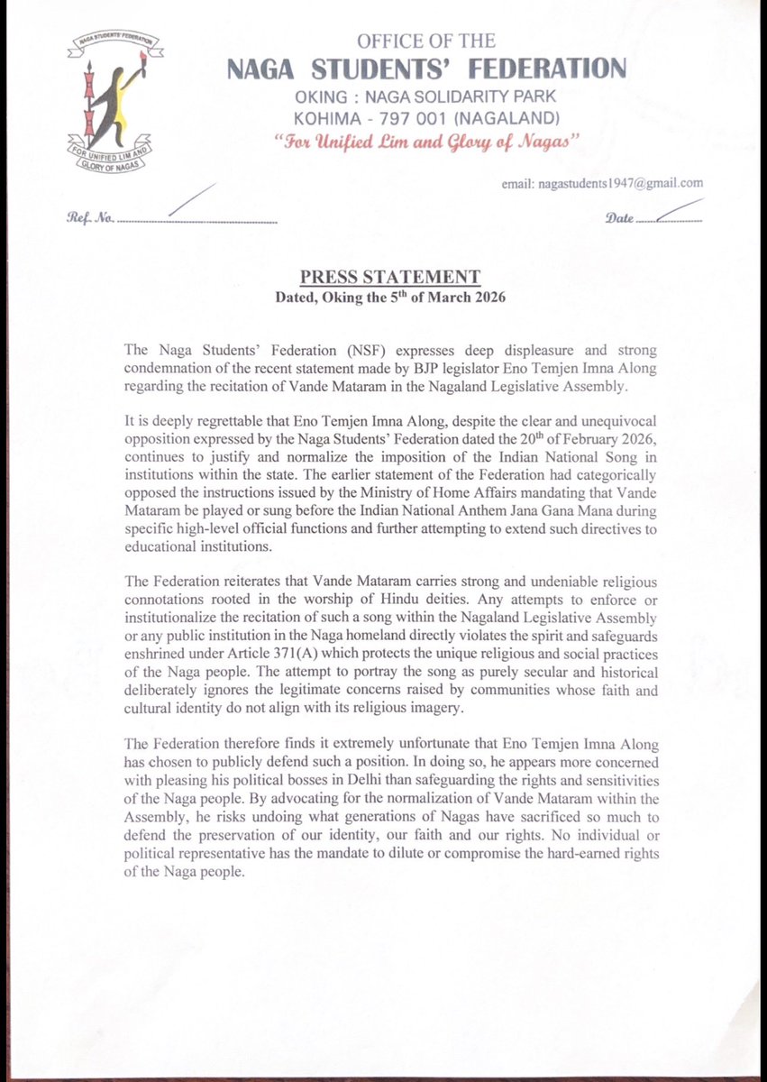 Naga Students’ Federation (NSF) tweet media