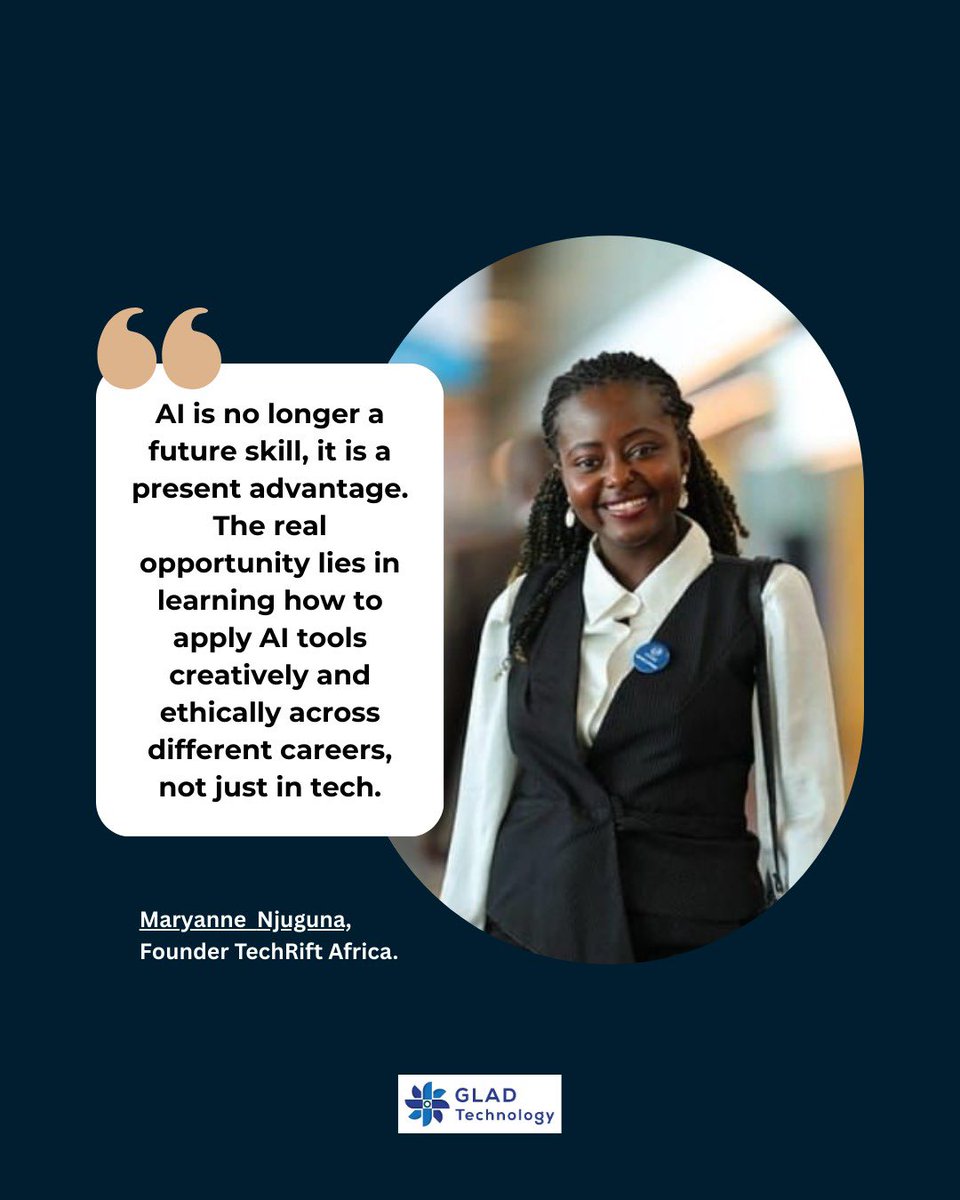 GladTechnology's tweet photo. We were honored to host Maryanne Njuguna, founder of Techrift Africa, at our GLAD Technology AI webinar on “What AI Skills Are Employers Really Looking For?” She shared practical insights on how AI skills can help in being competitive in the future of work.

#GLADTechnology #AI https://t.co/O90Ljyzuli