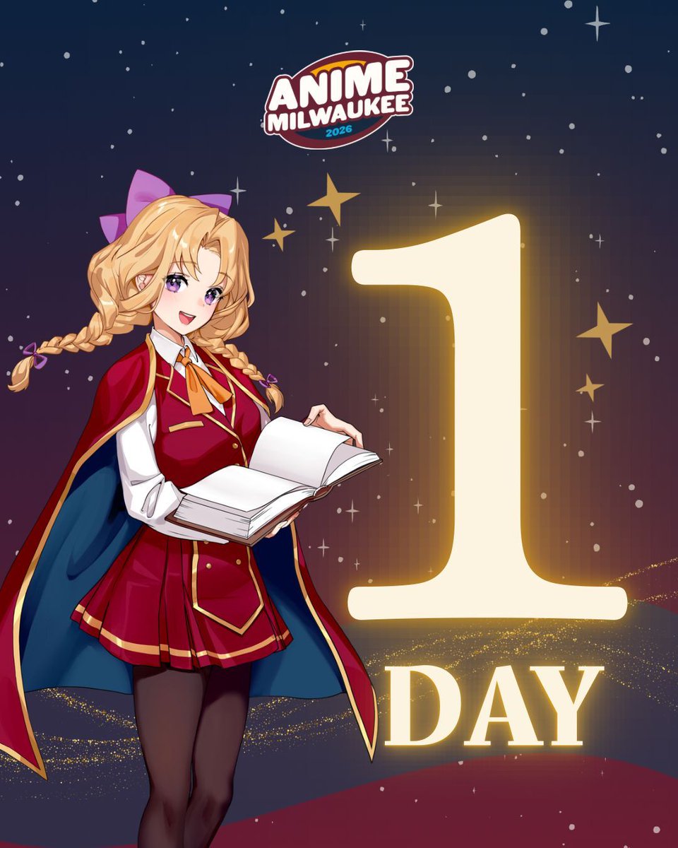 Animemilwaukee's tweet photo. The countdown is almost over! #AMKE2026 is only one day away! Tomorrow we will be transported to the Magical Academy! ✨️🌙📚

Don’t wanna wait til tomorrow to pick up your membership badge? Early badge pickup is today from 12PM-8PM in Grand Ballroom AB. https://t.co/PHMzPCDUlI