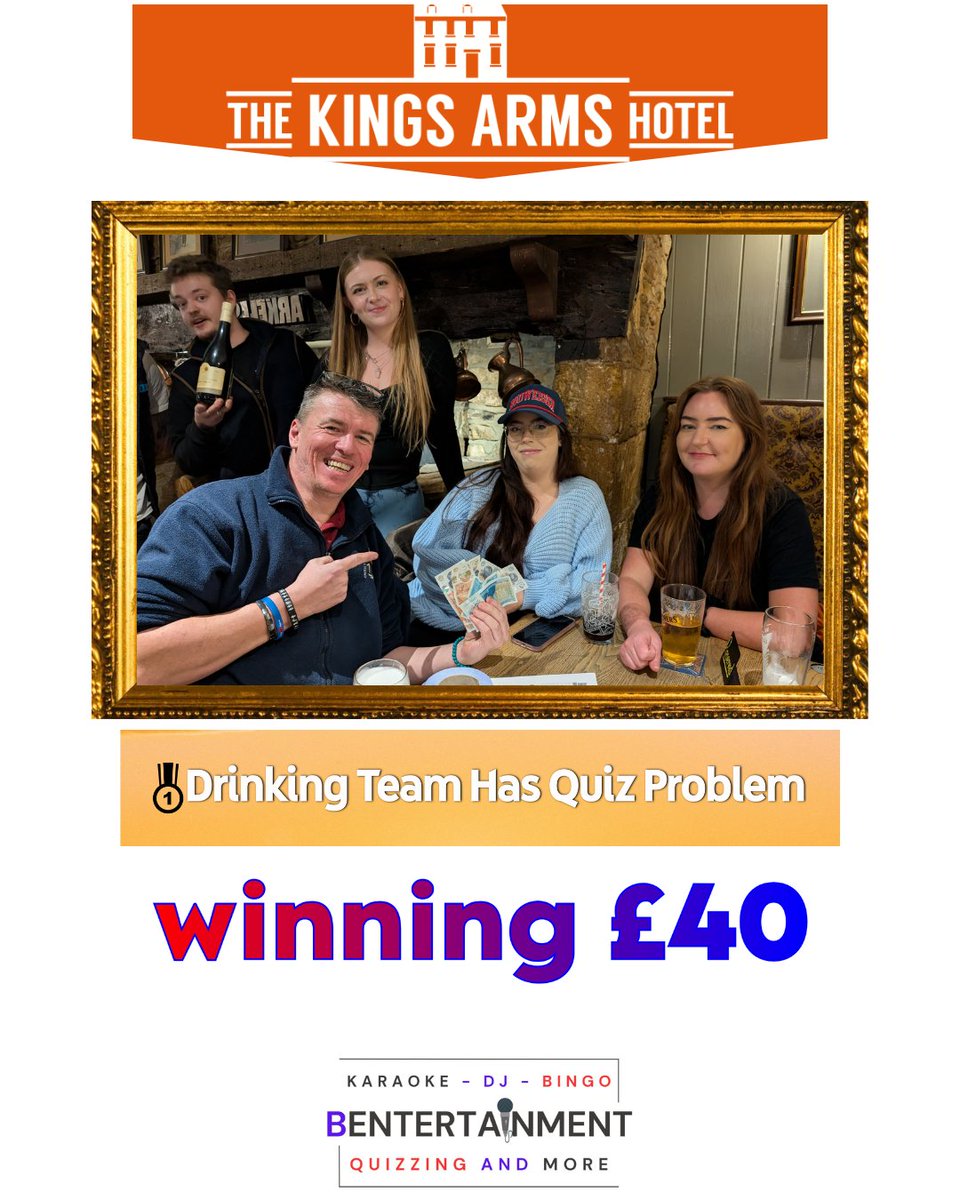 ItsBentertains's tweet image. Monday night #quiznight in Chipping Norton is always entertaining at The Kings Arms! Well done to our top teams and we go again Mon 30 Mar with a big cash prize up for grabs #bookatable 📞01608 642668 #Arkells #pubquiz