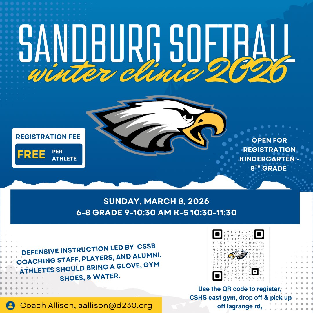 SandburgSftball's tweet photo. Just a reminder, our first winter youth camp is this Sunday, March 8! There is still time to register. Looking forward to seeing future eagles! @EaglesAthletics https://t.co/CChGBrOwJf
