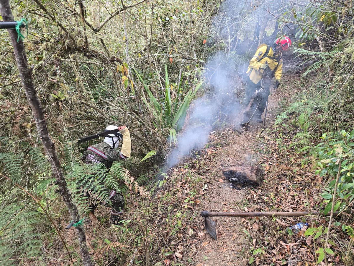 Ingenieros_EJC's tweet photo. #AEstaHora I En Sutatenza, #Boyacá, soldados rescatistas  de @COL_EJERCITO adelantan control y extinción de un incendio forestal que se presenta en la zona atacando focos activos y puntos calientes con el fin de limitar el avance y la propagación de las llamas.
#ProtegemosLaVida https://t.co/psnWoiWrAN