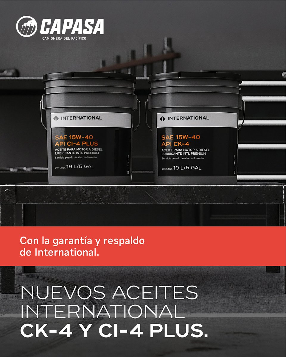 CAPASAmx's tweet image. ¿CK-4 o CI-4 Plus? La diferencia está en la generación del motor.

CI-4 Plus es para motores diésel de generaciones anteriores, mientras que CK-4 está pensado para motores actuales.

En #CAPASA encuentras ambas especificaciones #International con asesoría para tu flota 🚛