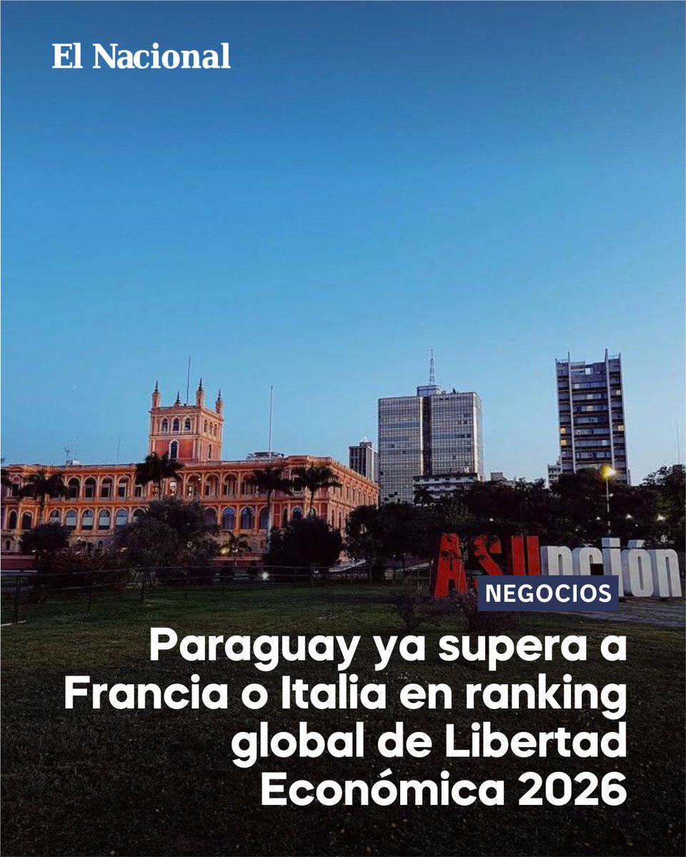 🇵🇾 PARAGUAY SUBE EN IMPORTANTE RÁNKING GLOBAL | 💵

🔹Paraguay volvió a subir este año en el prestigioso Ranking de Libertad Económica Global de la Heritage Foundation.

🔹Está ubicado en el puesto 55 de 176 países evaluados y es el cuarto país latinoamericano mejor ubicado por