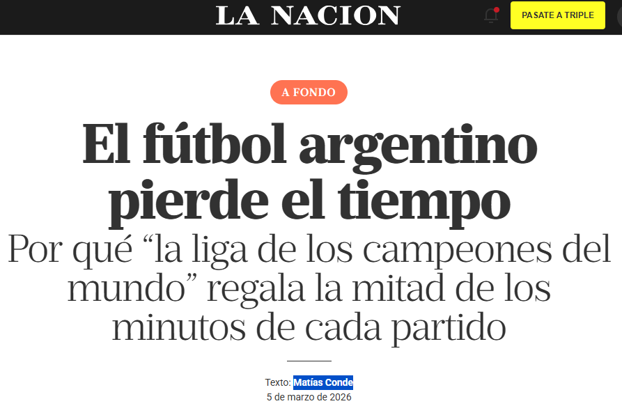 lanacion.com.ar/deportes/los-m…
El nivel de ESTUPIDEZ de esta nota es ABRUMADOR.
Solo para hablar mal del futbol argentino, Matías Conde <a href="/mmcr85/">Matías Conde</a> dedicate a algo mas productivo por favor.