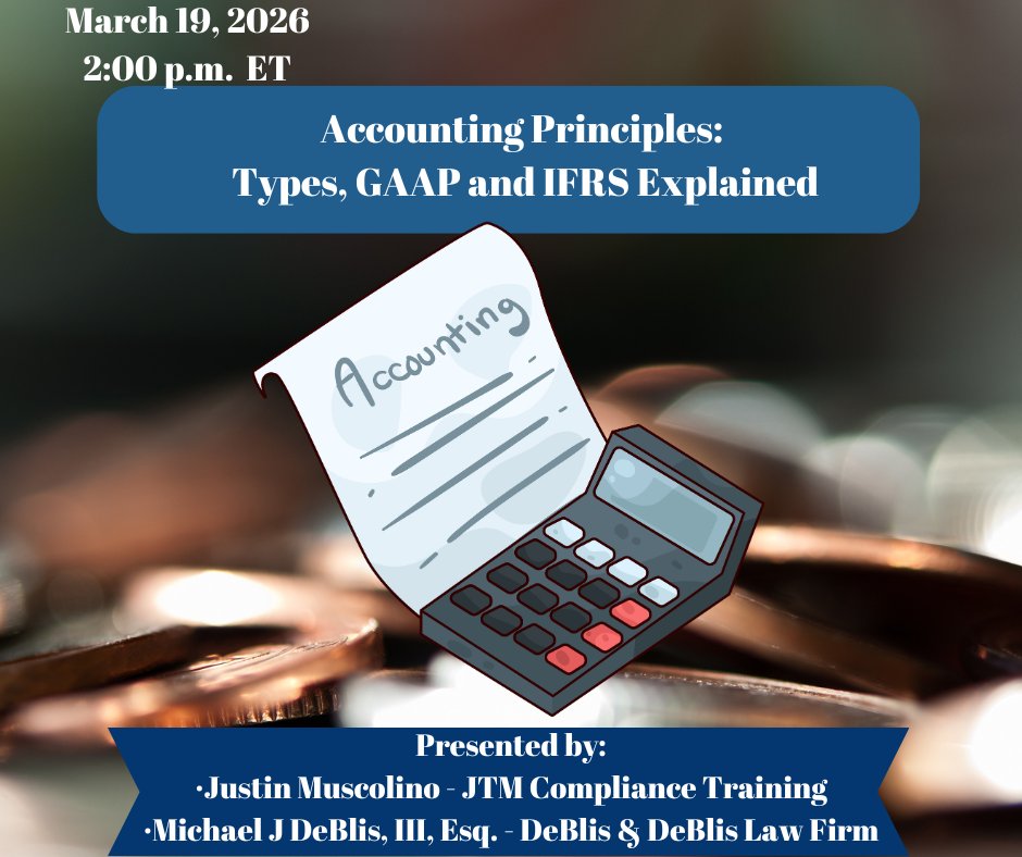 Celesq's tweet image. Accounting principles aren’t just financial—they’re legal. This CLE explores how GAAP and IFRS affect global legal decision-making. 🌐
celesq.com/webcast/accoun…
#CLE #CorporateGovernance #FinancialReporting