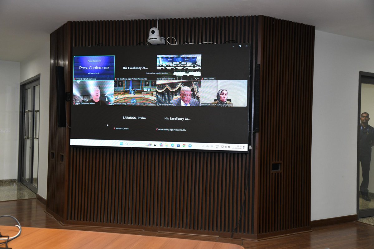 MoHFW_INDIA's tweet photo. Union Minister for Health and Family Welfare Shri Jagat Prakash Nadda Virtually Addresses Press Briefing at World Health Organization Headquarters; Reaffirms India’s Commitment to Eliminating Cervical Cancer and Advancing Global Health Cooperation

Government of India Adopts Multi-Pronged Strategy Focused on Prevention, Screening, Early Detection and Timely Treatment to Combat Cervical Cancer: Union Health Minister

Over 86 million Women Screened for Cervical Cancer Under NP-NCD; VIA-Based Screening Available at Ayushman Arogya Mandirs for Women Aged 30–65: Shri Nadda

Dr. Tedros Adhanom Ghebreyesus Calls India’s HPV Vaccination Drive as the World’s Largest Free Vaccination Drive terms it as a Landmark Step in Cervical Cancer Elimination

DG WHO Commends India’s Nationwide HPV Vaccination Campaign Launched by Hon’ble Prime Minister Narendra Modi Targeting 12 million Adolescent Girls

HPV Vaccination Drive Rooted in Voluntary Participation and Parental Consent, Reflecting India’s Respect for Community Values: Shri J.P. Nadda

#HPVVaccine
#SwasthNariViksitBharat

https://t.co/VnR7UvIJe4