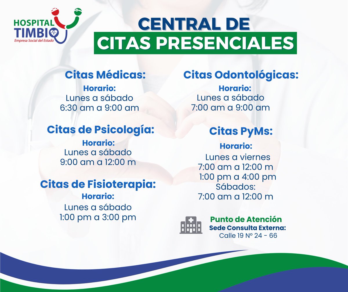 HospitalTimbio's tweet photo. ¡Servicios de Salud de Excelencia en el Hospital Timbío E.S.E! 🏥

Tenemos dispuestos nuestros canales de atención presencial, telefónicos y virtuales. ¡Estamos aquí para ayudarte a mantener una vida saludable y feliz! 🫶🏼

#ServiciosDeSalud #HospitalTimbíoESE https://t.co/Wx5aHkvatd