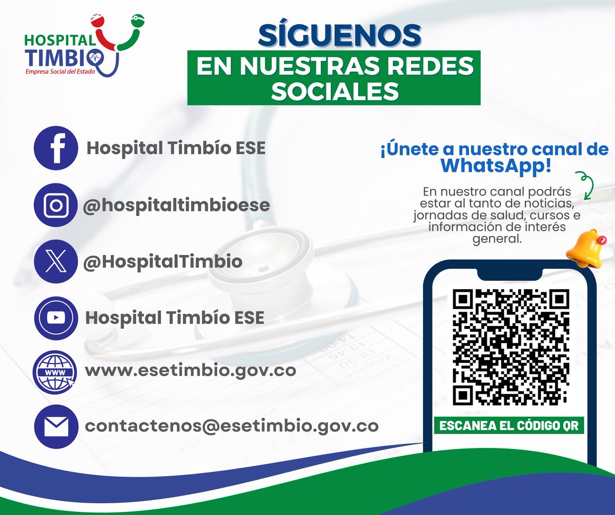HospitalTimbio's tweet photo. ¡Servicios de Salud de Excelencia en el Hospital Timbío E.S.E! 🏥

Tenemos dispuestos nuestros canales de atención presencial, telefónicos y virtuales. ¡Estamos aquí para ayudarte a mantener una vida saludable y feliz! 🫶🏼

#ServiciosDeSalud #HospitalTimbíoESE https://t.co/Wx5aHkvatd