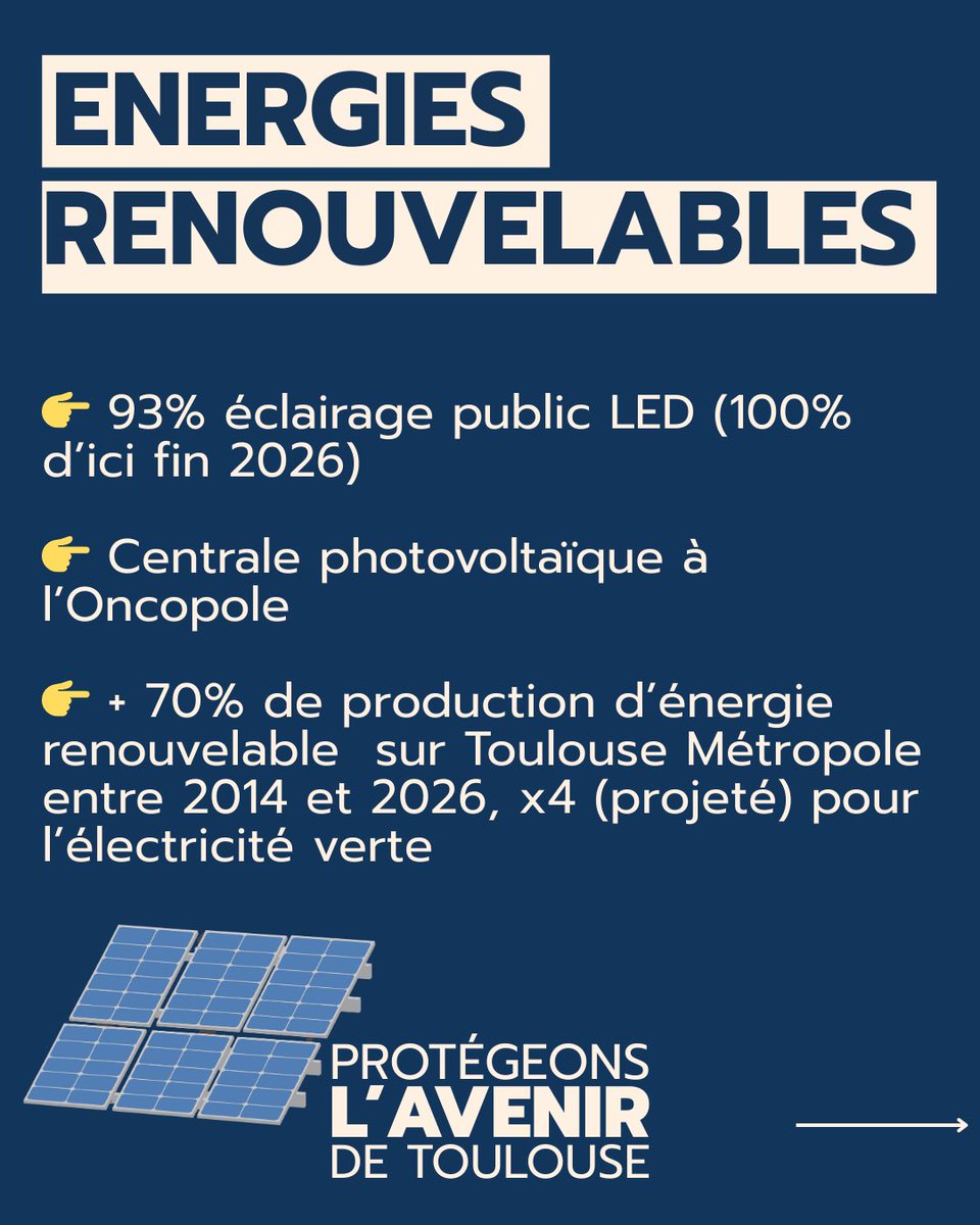 Pour_Toulouse's tweet photo. Protéger notre avenir, c’est agir concrètement pour le quotidien des Toulousains : plan climat, mobilités, végétalisation, énergies renouvelables…🌳🚲 https://t.co/SH3Zv72FfO