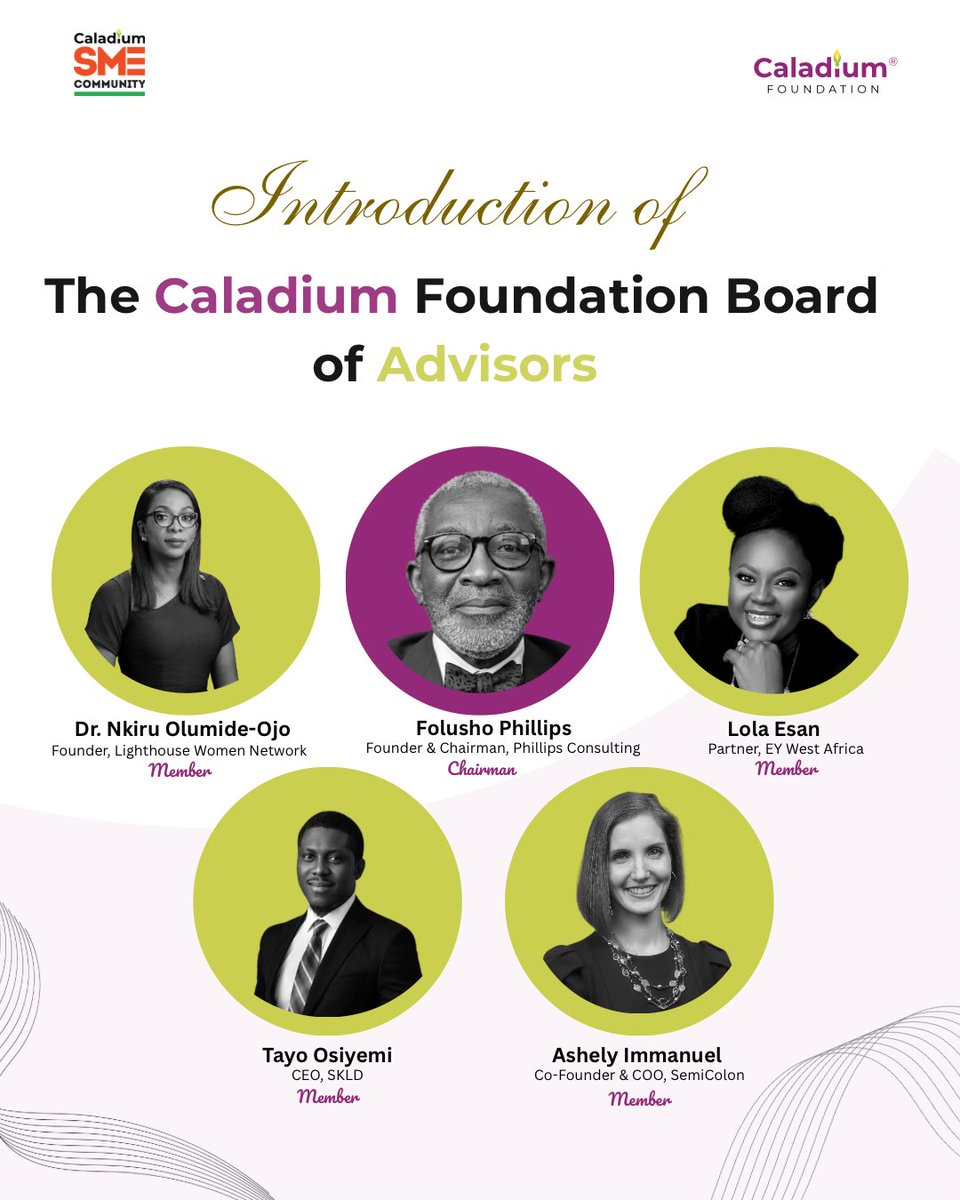 caladiumconsult's tweet photo. We are proud to officially introduce The Caladium Foundation Board of Advisors an exceptional group of respected leaders whose depth of experience, governance expertise, and strategic foresight will help guide our mission and amplify our long-term impact across Communities. https://t.co/0xGpsZVqbD
