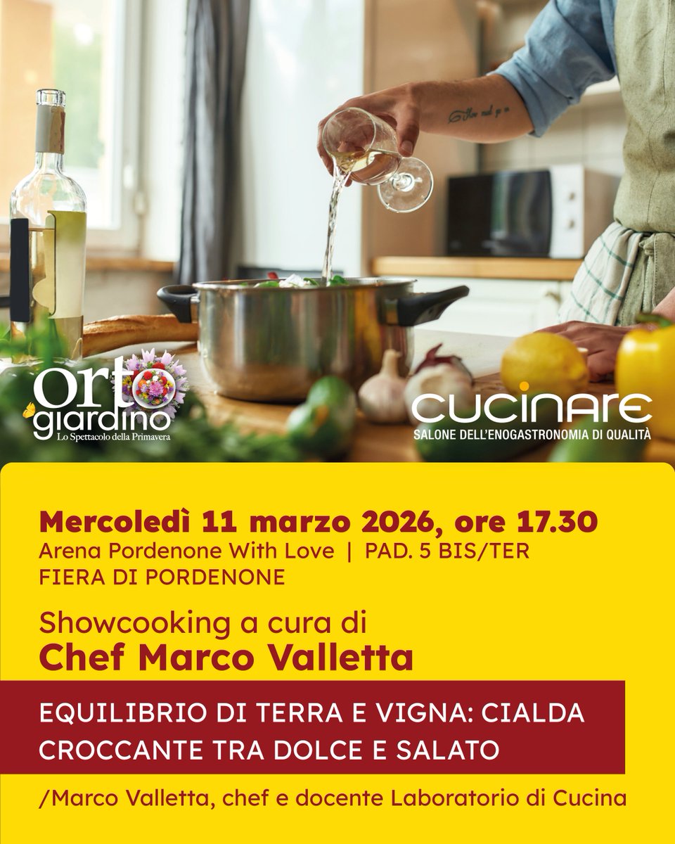 Due showcooking per l'11 marzo, un’unica firma🔥

Quella dello chef Marco Valletta, che trasforma ingredienti in racconto e contrasti in armonia.

👉Per l'evento delle 16.00: tinyurl.com/v53wkzr3
👉Per l'evento delle 17.30: tinyurl.com/muapnwk2
