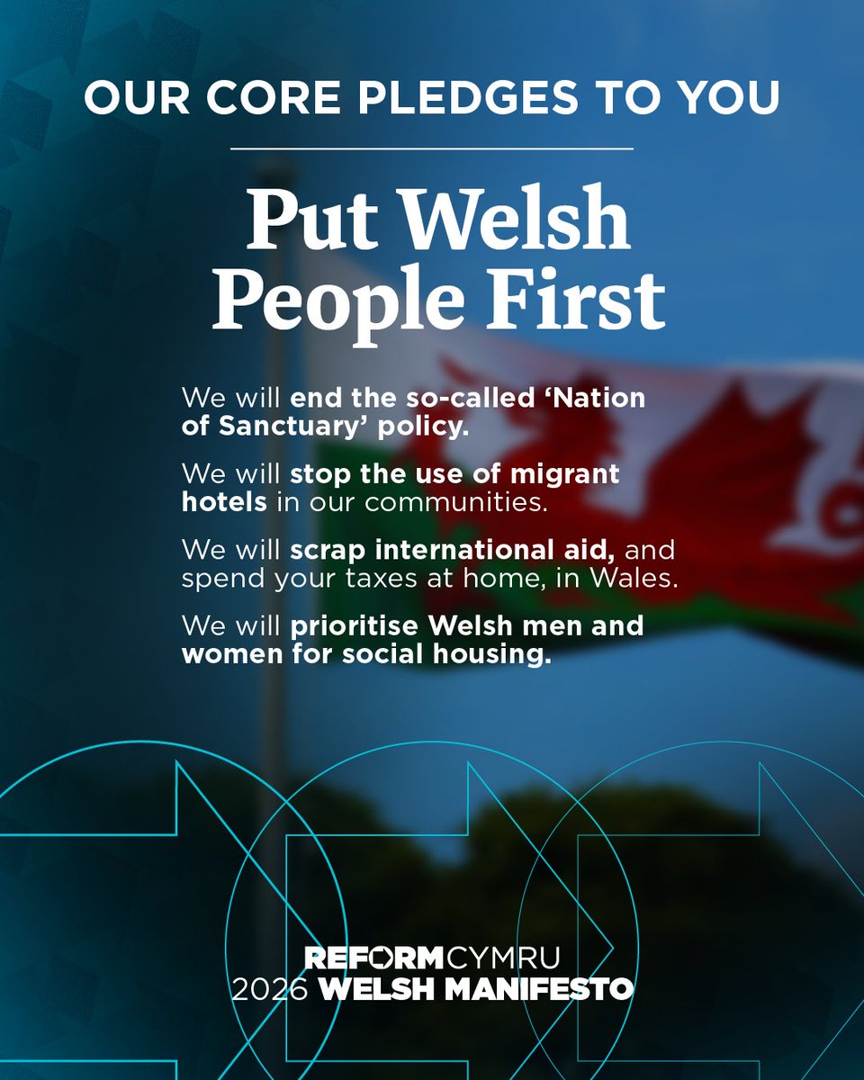 Reform UK will stop the use of migrant hotels in Wales, scrap international aid and prioritise Welsh people for social housing. 

Wales needs Reform. 🏴󠁧󠁢󠁷󠁬󠁳󠁿