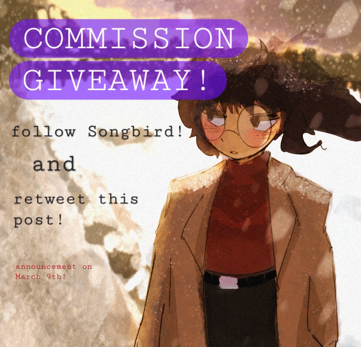 🪄✨️ Giveaway # 2! ✨️🪄
To celebrate the sudden jump to 92% campaign completion, I'm doing a free commission giveaway! 

Like the Bridgette Plushie Giveaway, this one will also be announced on March 9th!

Rules:
1️⃣ Follow <a href="/songbird_1412/">Song</a> !
and
2️⃣ Repost this post!