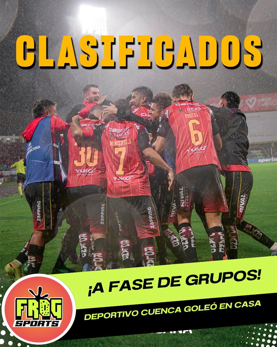 🫨 ¡CUENCA GOLEÓ A LIBERTAD! ⚽️

🔴 Deportivo Cuenca clasificó a fase de grupos de la Conmebol Sudamericana, tras vencer 3x0 a Libertad 🏆.

#FrogSports #Ecuador