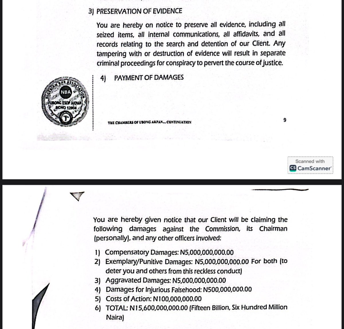 IU_Wakilii's tweet photo. BREAKING: Former Kaduna State Governor, Nasir Ahmad El-Rufai and his family has demanded fresh N15.6 billion in damages from the ICPC, its Chairman, and other officers over his arrest, detention, and untrue public statements issued against him.

The demand follows claims by the commission that “wiretapping equipment” was discovered in El-Rufai’s residence.

In the letter dated March 4, 2026, El-Rufai’s legal team described a March 2, 2026 press statement issued by the ICPC as defamatory and misleading, insisting that it caused serious reputational damage to the former governor.

In a formal legal notice issued by his legal team, the former governor accused the commission of actions that allegedly violated his fundamental rights, make demands as follows:

- N5 billion as compensatory damages

- N5 billion as exemplary and punitive damages intended to deter similar conduct

- N5 billion as aggravated damages

- N500 million for injurious falsehood

- N100 million as cost of legal action

The total claim amounts to N15.6 billion.

El-Rufai’s lawyers gave the commission 24 hours to comply with the demands, failing which they said further legal steps would be taken. 

These include filing contempt proceedings against the ICPC Chairman at the Federal High Court, accelerating the pending fundamental rights enforcement and bail applications at the FCT High Court, and initiating civil suits for malicious prosecution, false imprisonment, defamation, and abuse of office.

The legal team also threatened to report the alleged forgery of a remand order for criminal investigation, petition the FCT Judicial Service Commission for disciplinary action against the magistrate involved, and file a complaint before the African Commission on Human and Peoples’ Rights over alleged violations of his fundamental rights.