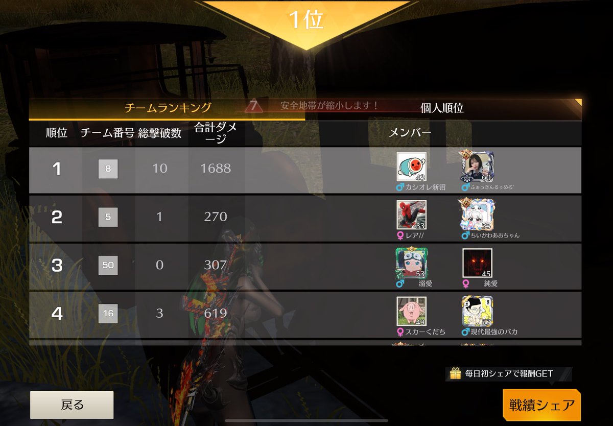 バイト終わりデュオ1戦1勝