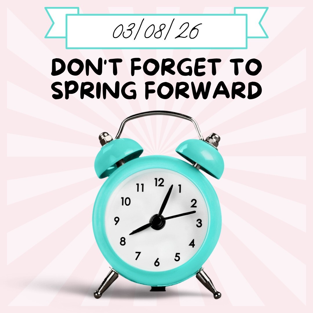 Spring forward this weekend! 🌞 Longer days and sunnier skies are ahead. Are you ready for the brighter season? #SpringAhead #MoreSunshine