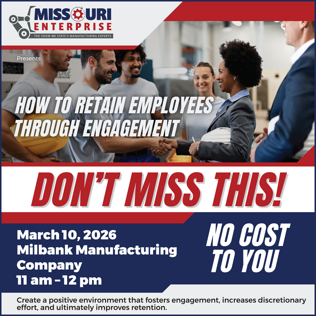 SECURE YOUR SPOT: How to Retain Employees Through Engagement

Boost retention by building a workplace where employees want to stay.

REGISTER: missourienterprise.org/event/how-to-r…