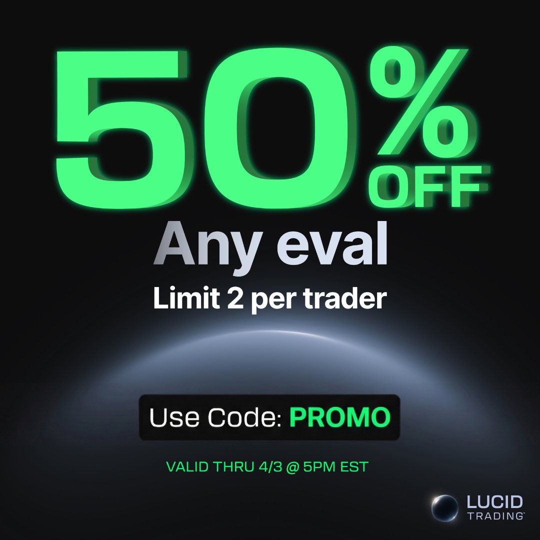 PropPromotions's tweet photo. Lucid Trading  

50K Account  - Only $65 (No Funded Consistency Rule)       

Code PROMO  

https://t.co/UkWNWojmRh https://t.co/gXRdiqo6wA