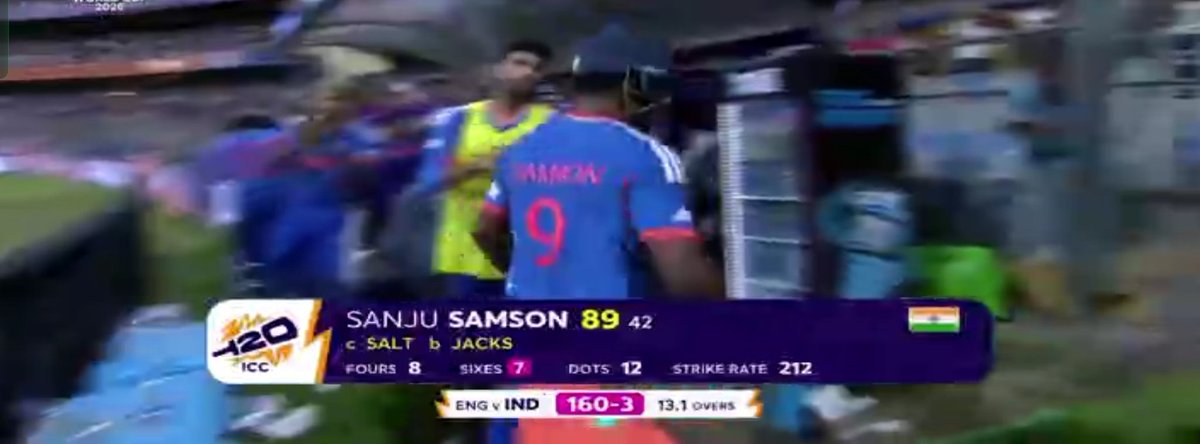 India 160-3 (13.1)
Sanju dismissed at 89(42)

Dube and Surya on the crease 

Jacks takes two wickets #INDvENG #SanjuSamson