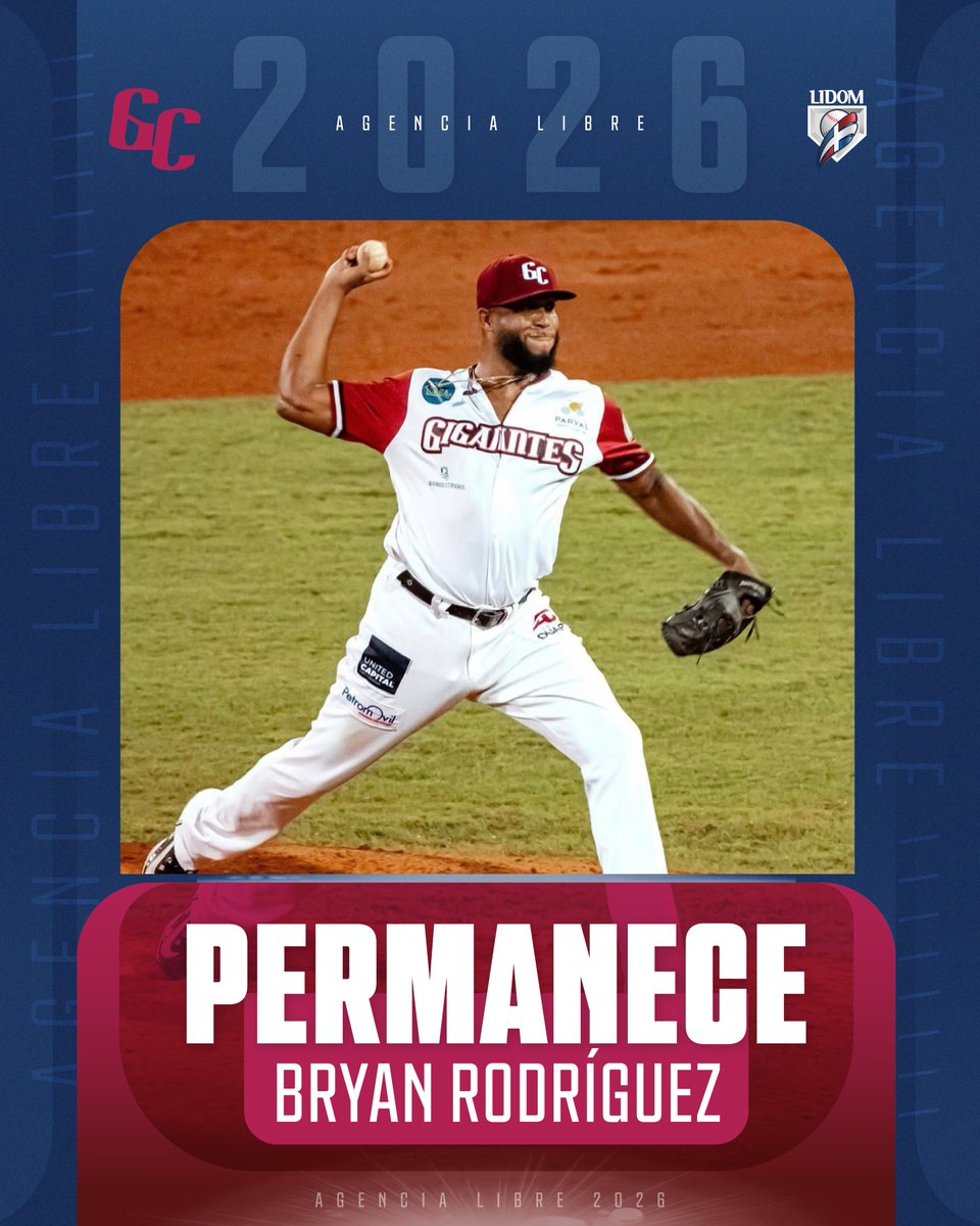 LIDOMRD's tweet image. PERMANECE 🔒

Los @Gigantes_Cibao anunciaron que el lanzador Bryan Rodríguez, se queda con el equipo 🐴

#LIDOM #AgenciaLibreLIDOM