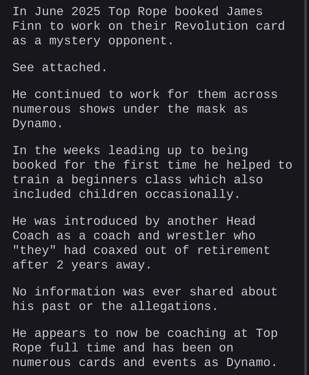 WresWithAbusers's tweet photo. Some information about the nefarious business of Top Rope Wrestling. https://t.co/Y5txSHTzCf