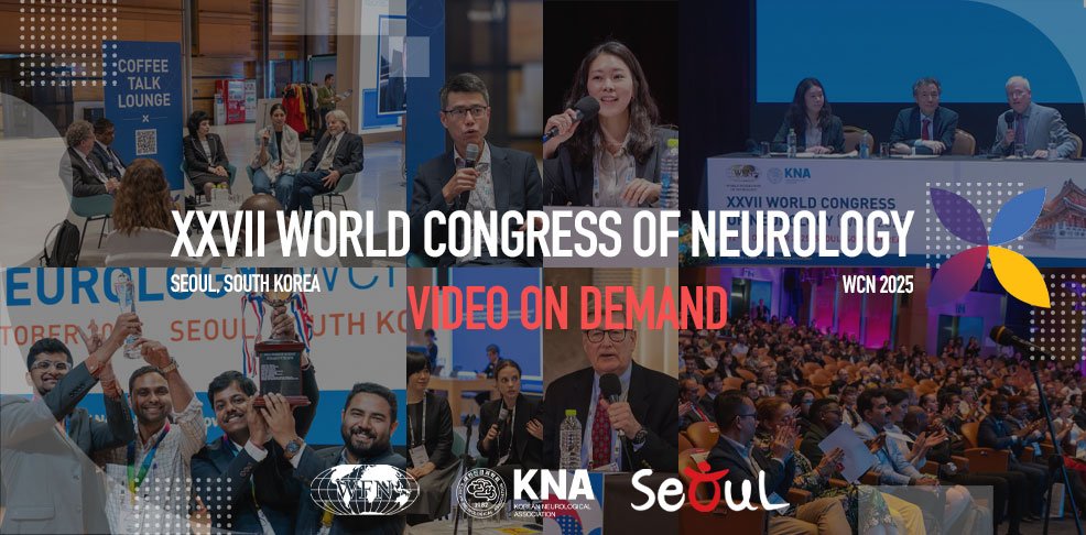 wfneurology's tweet photo. WCN 2025 On Demand! 🎓

Catch 130+ sessions from the World Congress of Neurology now available on the WFN website. Topics include stroke, dementia, neurogenetics, and more.

Start learning today 👉 https://t.co/y6qQMsBrqs

#WCN2025 #Neurology #WFN #MedicalEducation https://t.co/tKCkZMTHZ6