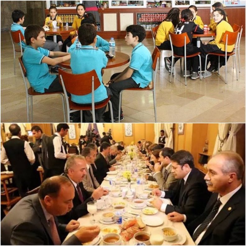 Okul kantininde tost: 70 ₺
Meclis lokantasında: Pilavlı dana kavurma 42 ₺