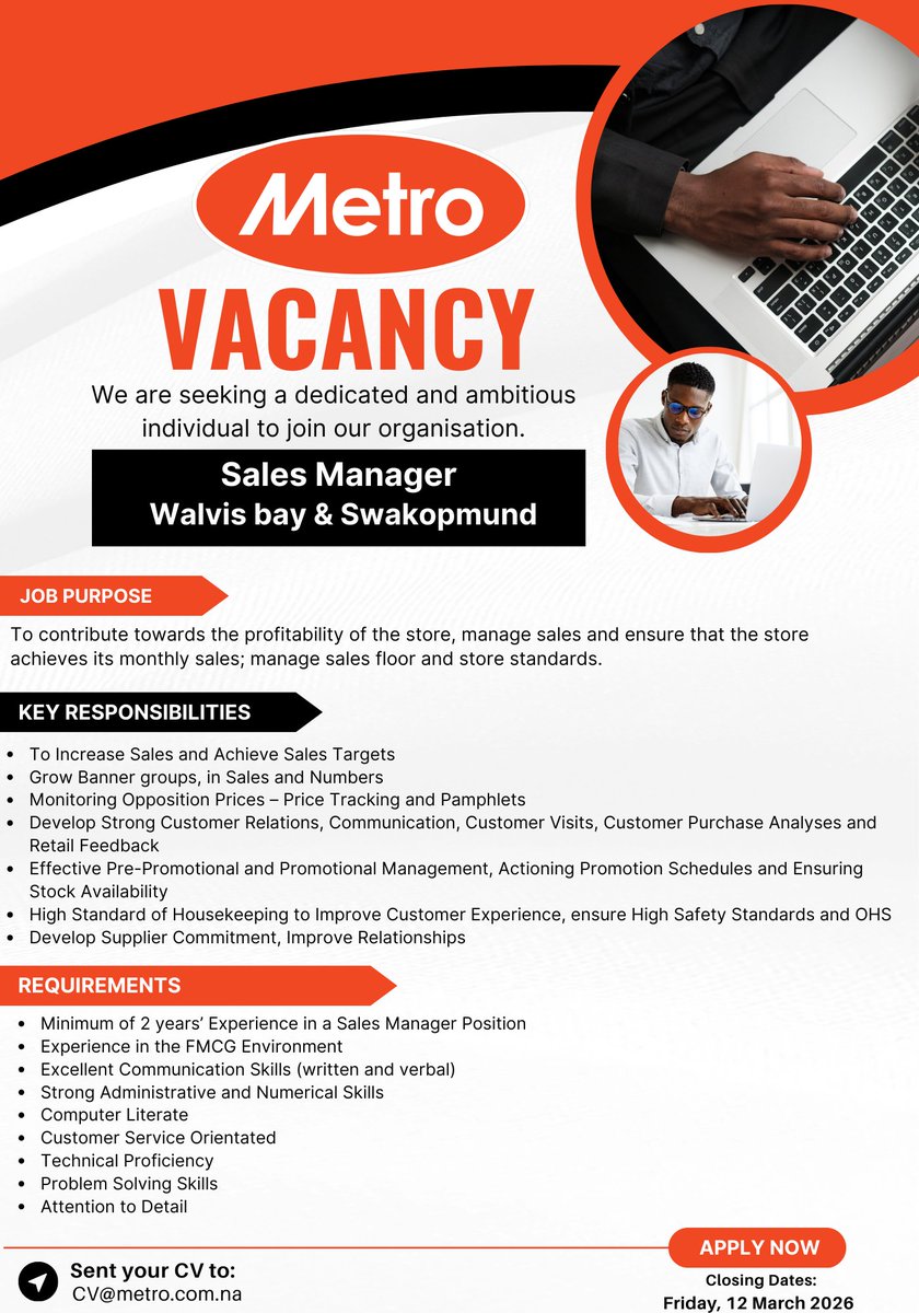 Metro is on the lookout for driven and passionate individuals to join our growing team! If you're ready to take your career to the next level, we want to hear from you.