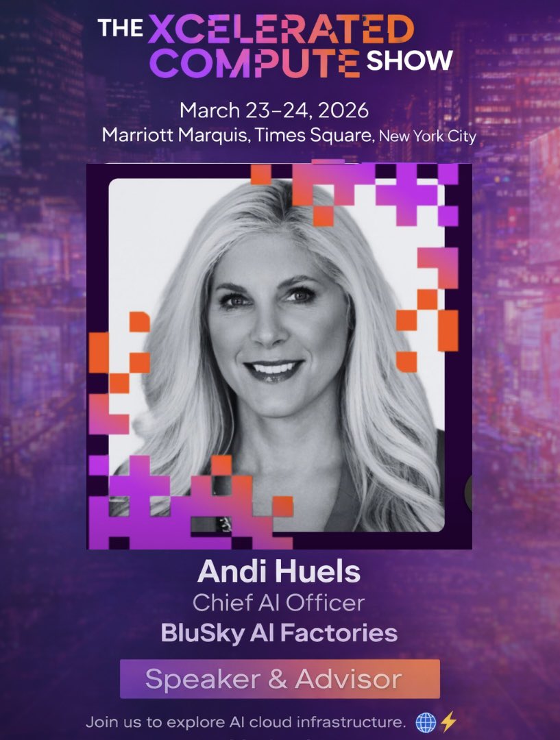 We are excited that Andrea (Andi) Huels, Chief AI Officer at BluSky AI Factories, will be participating as a Speaker and Advisor, helping bring the neocloud conversation to the forefront.

 Secure your pass for The Xcelerated Compute Show here: lnkd.in/gWUTQGVj
