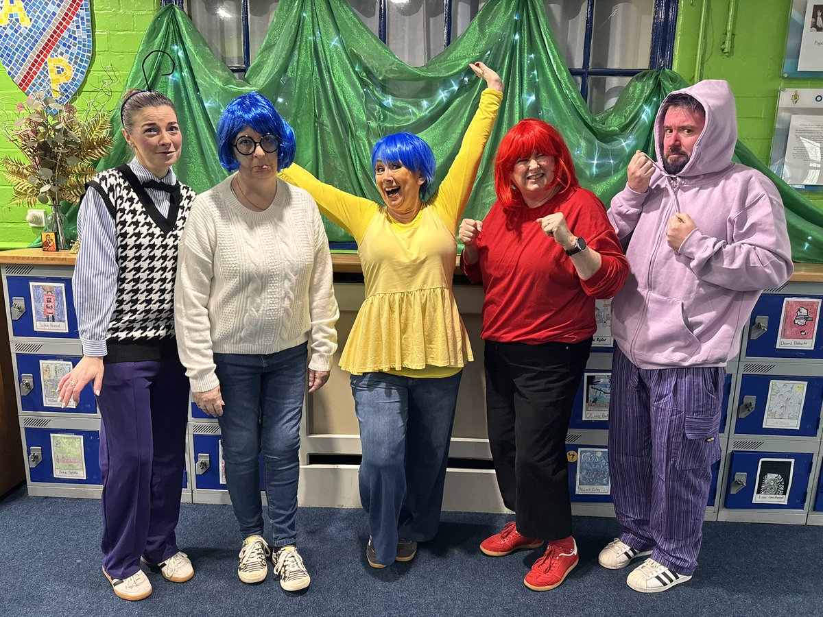 AbbeyPrimary's tweet image. There are a whole range of Inside Out emotions in the staff team today! #lovereading @WorldBookDayUK