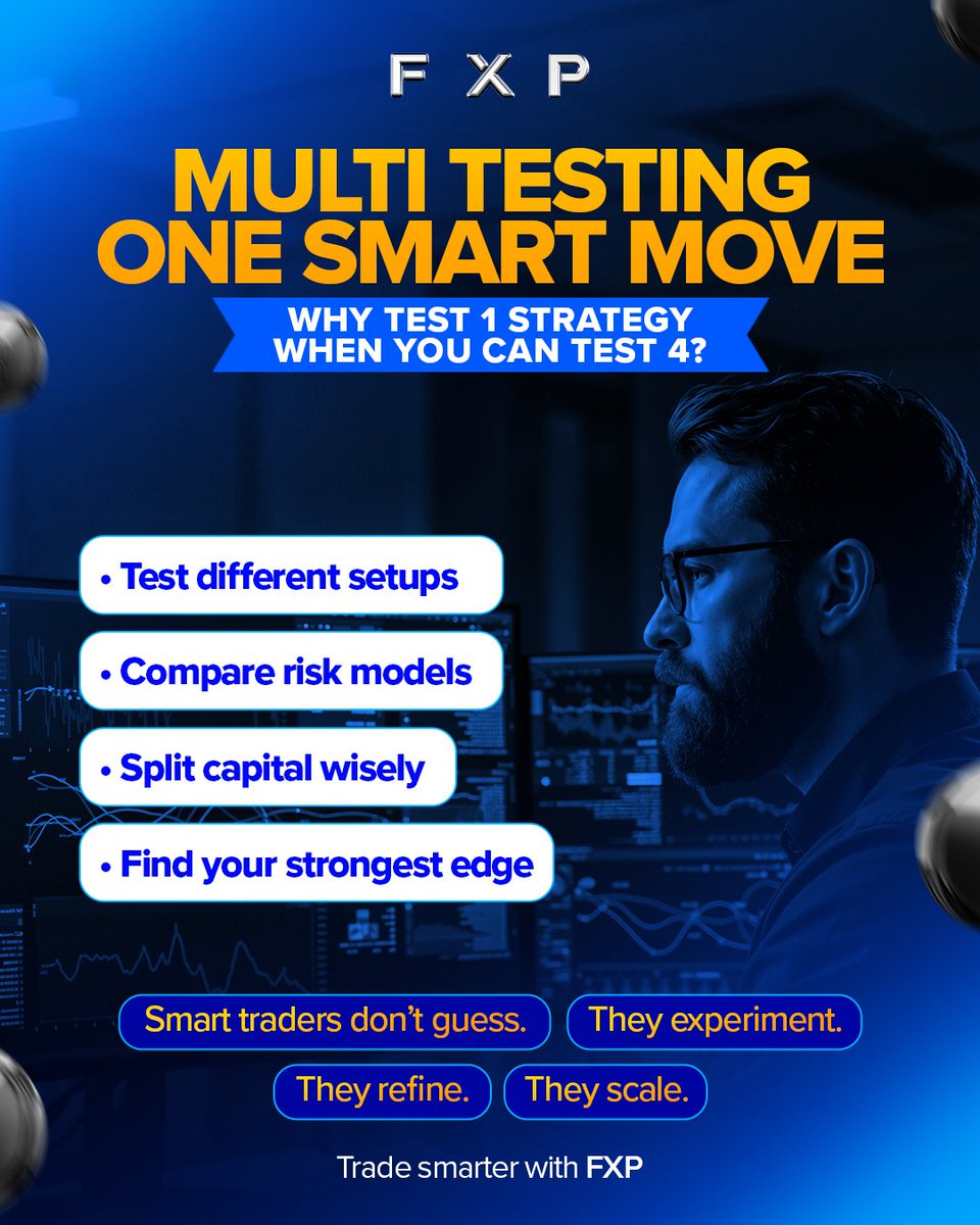 Fxpfirm's tweet image. Why test one idea when you can test multiple?

Compare setups. Observe patterns. Refine your approach.

Smart performers don’t guess. They experiment and improve.

Build smarter with FXP.

🔗 fx-pec.com

#StrategyTesting #PerformanceMindset #GrowthProcess