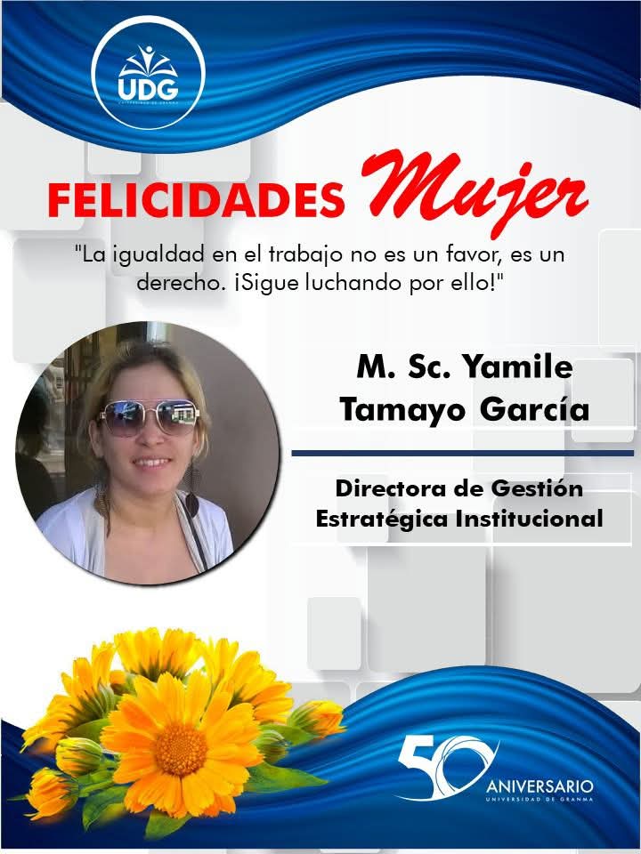 CubaMES's tweet photo. 🌟 #50FormandoFuturo en la @Universidad_UDG. 

¡Muchas felicidades en el Día Internacional de la Mujer! 💐🇨🇺

ℹ️📷 #UDGranma
#MujeresEnRevolución 
#Cuba #UniversidadCubana #MES50Años #100AñosConFidel https://t.co/VKCdIQ5WPb