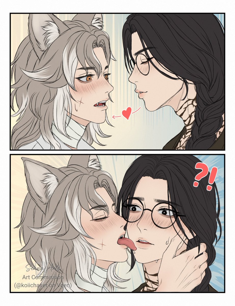 Bunny doesn't understand how the whole kissing thing works... He's doing his best... #oc #bookoc ...I have a high fever right now and keep thinking about how the main pairing of my book has the ship name BunnyFeng... Though I guess it should be Fengbunny, but that's less cute