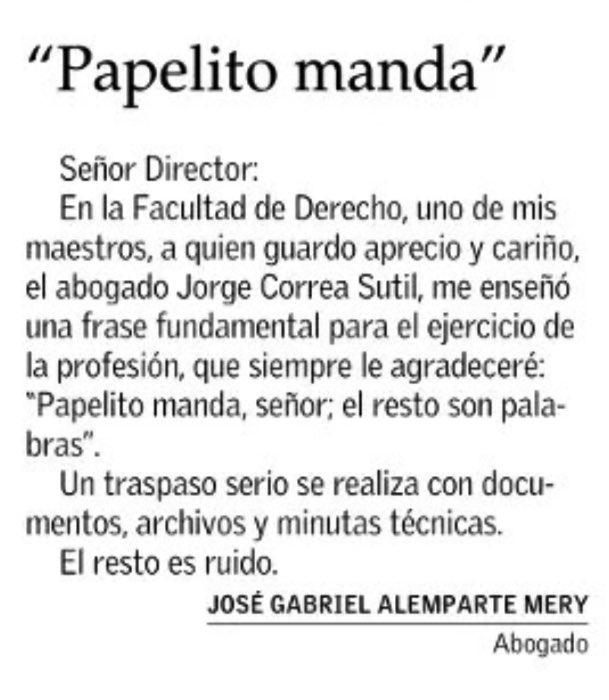“Papelito manda”

El Mercurio, 5 de marzo de 2026.