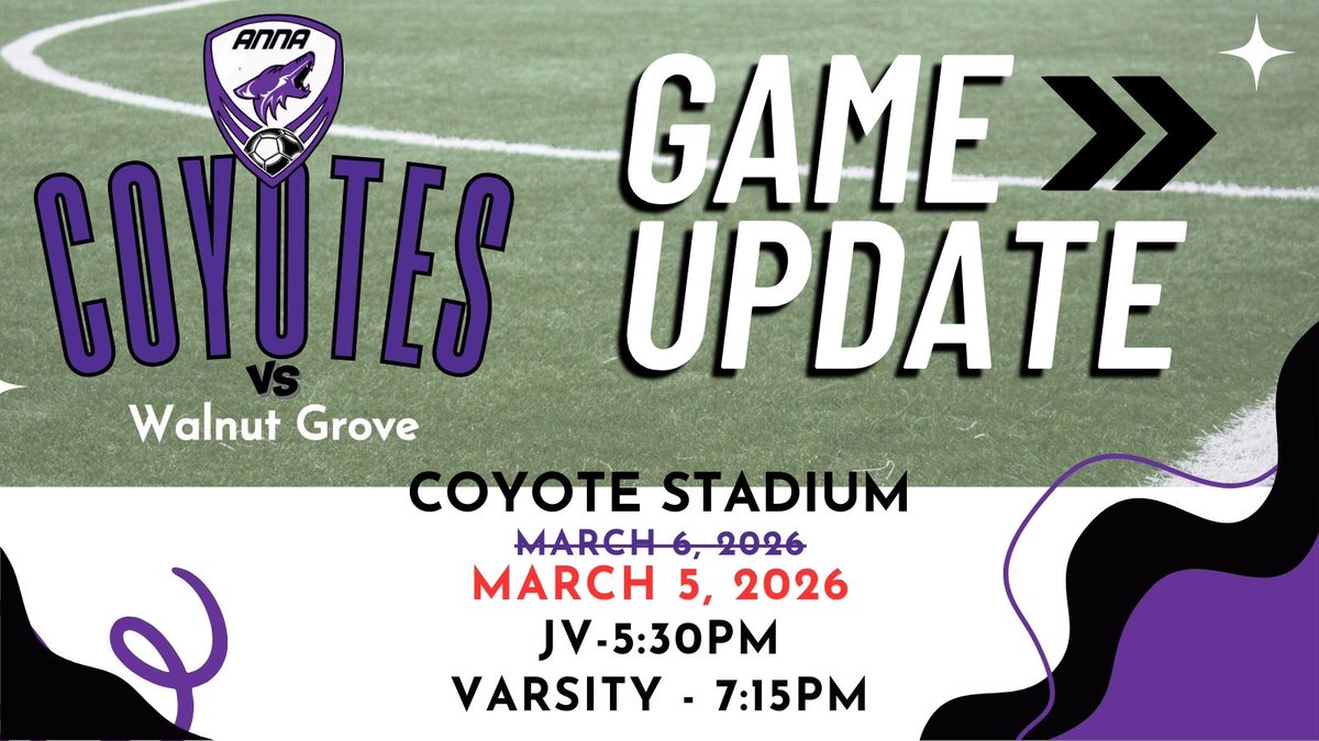 AHSCOYOTESOCCER's tweet photo. Due to the incoming weather, we have moved Friday games up to tonight! https://t.co/4p4TZ0Wsck
