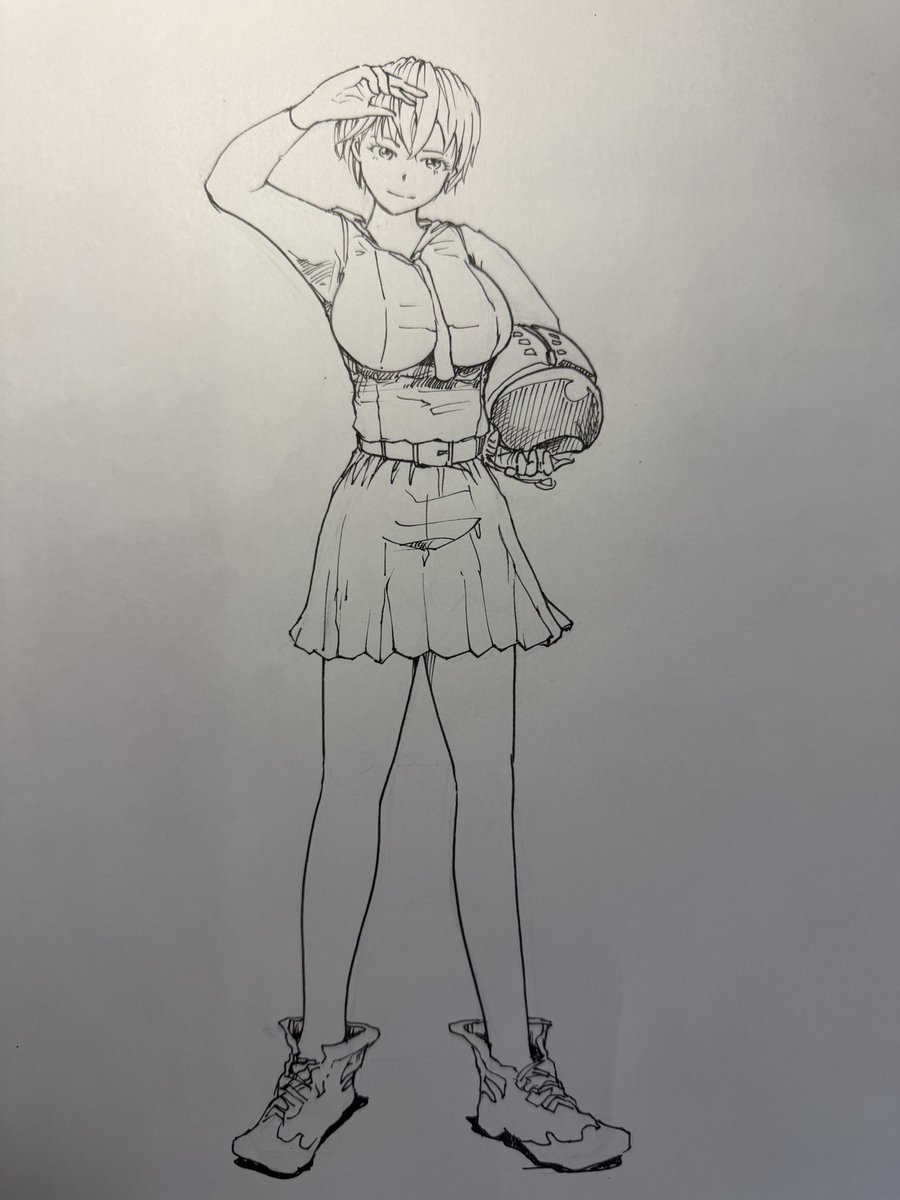 ただの立ち絵なのに難しくて時間かかりました_(┐「ε:)_ #アナログ