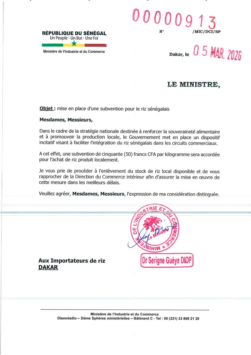 Ministère de l’Industrie et du Commerce du Sénégal tweet media