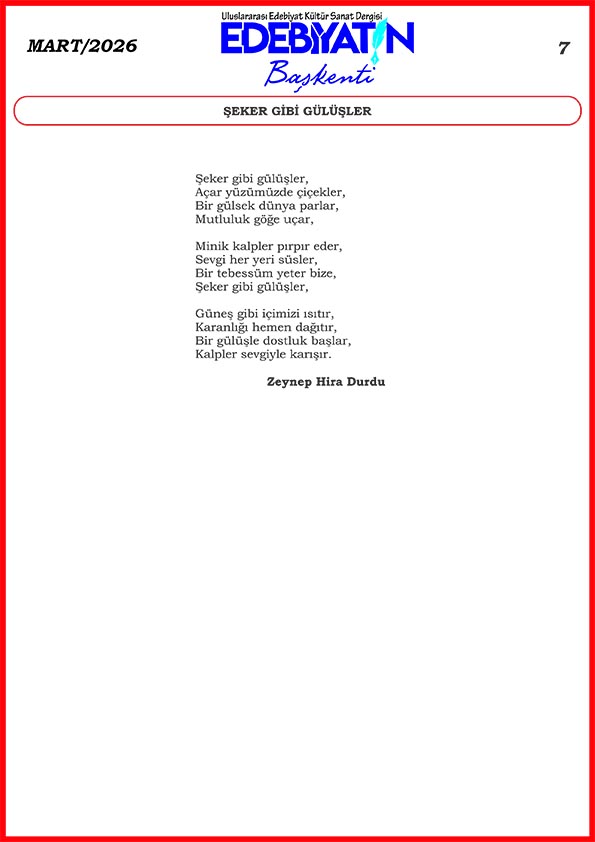 Zeynep Hira Durdu'dan güzel bir şiir daha: Şeker Gibi Gülüşler...
edebiyatinbaskenti.com 
#şair 
#şiir