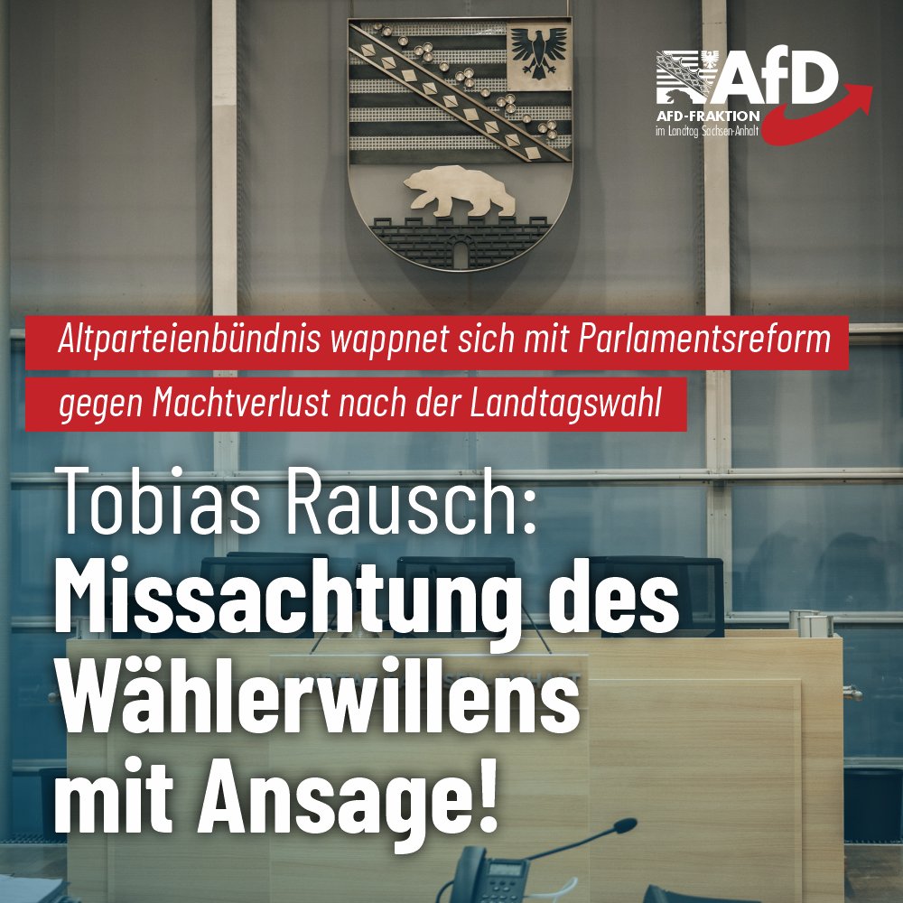 Mit dem gemeinsamen Gesetz zur #Parlamentsreform 2026 planen CDU, SPD, FDP, Grüne und Linke in Sachsen-Anhalt weitreichende Gesetzesänderungen zu beschließen, um den Einfluss der #AfD nach einem möglichen Wahlerfolg weiter zu begrenzen. Bislang darf nur die stärkste Fraktion