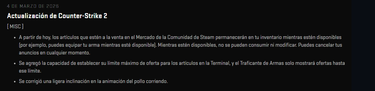 Lo de que una actualización del <a href="/CounterStrike/">CS2</a> sea corregir una leve inclinación de los pollos corriendo...? Que es? 
Lo de los chetos para el 2050 si eso 😂
