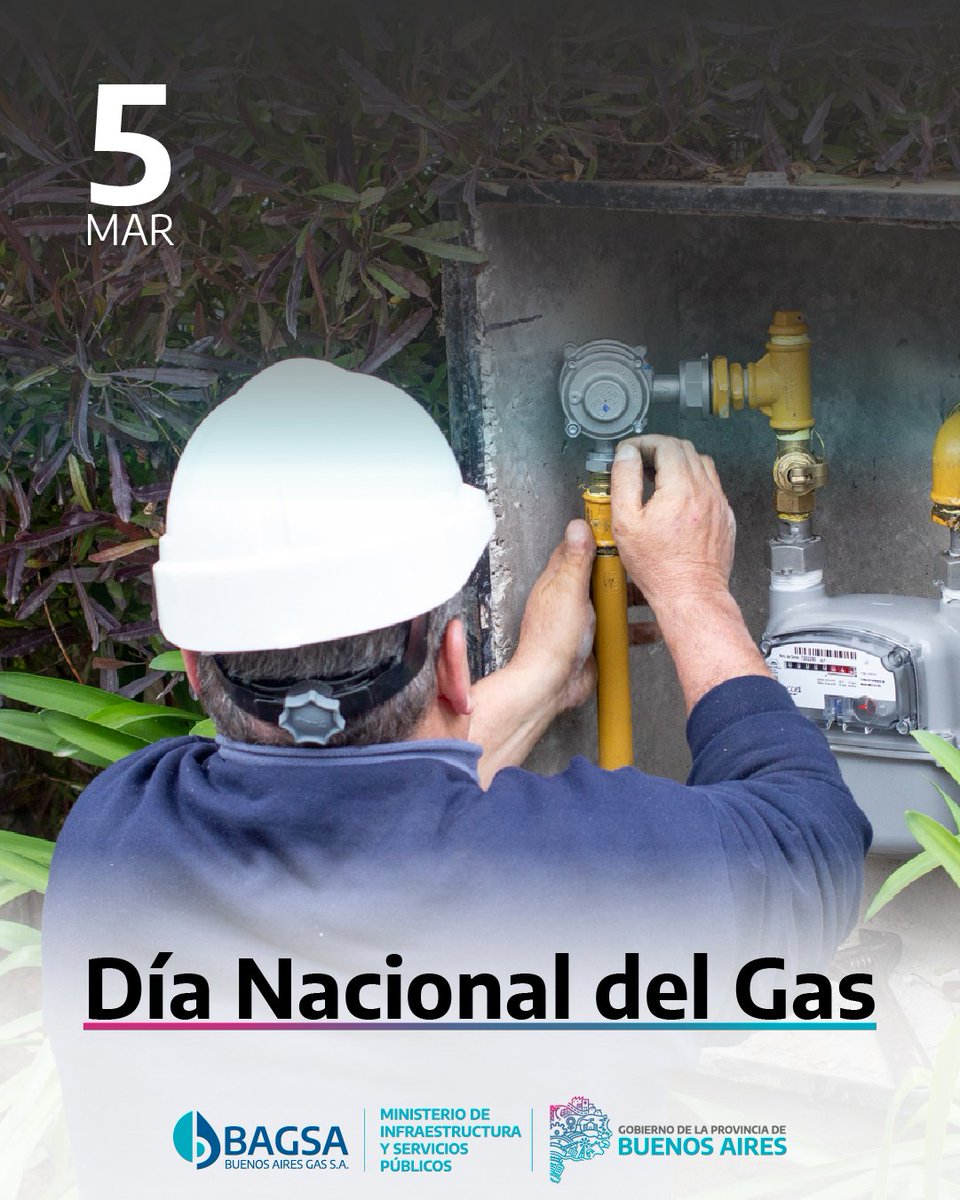 BuenosAiresGas's tweet photo. 🔥5 de marzo | Día del Gas
El gas natural es una energía clave para el desarrollo de nuestras comunidades.

En BAGSA trabajamos todos los días para llevar este servicio esencial a más localidades de la Provincia y mejorar la calidad de vida de miles de bonaerenses.

#DíaDelGas https://t.co/mNTr8875iT