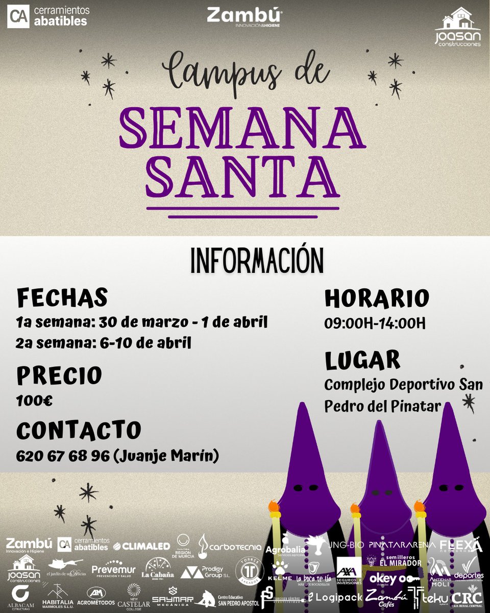 CFS_Pinatar's tweet image. 💥¡Este año volveremos a tener 𝐂𝐚𝐦𝐩𝐮𝐬 𝐝𝐞 𝐒𝐞𝐦𝐚𝐧𝐚 𝐒𝐚𝐧𝐭𝐚!

👦🏻👧🏻Dos semanas llenas de actividades, fútbol sala y mucha diversión para los más pequeños 

✍🏻Inscripciones 👉🏻 620 67 68 96 (Juanje Marín)

#GOPinatar