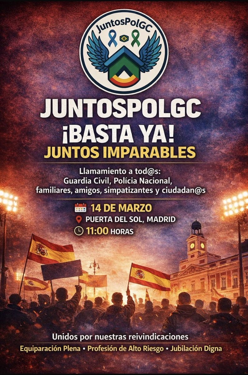 🚔🚔🚨🔥🔥🔥💥💥🇪🇸🇪🇸🇪🇸🇪🇸🇪🇸🇪🇸💪ESTE DÍA NADIE PUEDE FALTAR, POLICÍAS NACIONALES, GUARDIAS CIVILES, AMIGOS, FAMILIARES Y CIUDADANOS🚔🚔🚨🔥🔥🔥💥🇪🇸🇪🇸🇪🇸🇪🇸🇪🇸🇪🇸💪💪💪💪