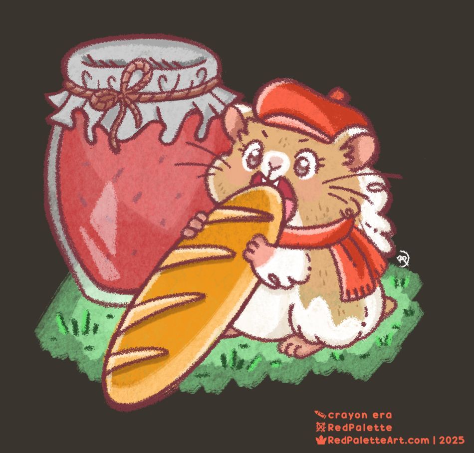 RedPaletteArt's tweet image. Some artwork from #ArtFight2025 This is when I really started to go crazy with the crayon style - I LOVE Hammies! 🐹  #furryart #artfight #redpaletteart